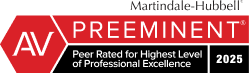 Martindale-Hubbell AV Preeminent Peer Rated for Highest Level of Professional Excellence 2025